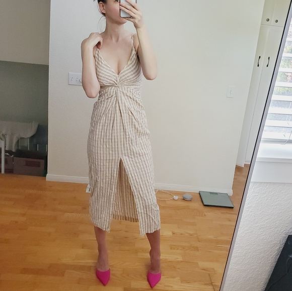 NWT Zara gingham wrap sexy midi dress sundress Medium Easter M 6 8 - Picture 12 of 14